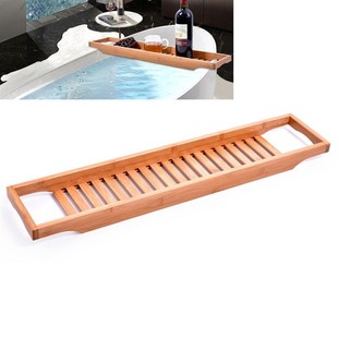 Natural Bamboo Wooden Bathtub Caddy Tray With Rails Ideal Sh