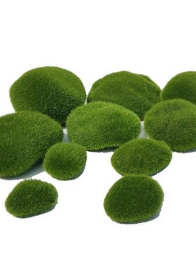 10PCS/set 4 Sizes Artificial Moss Rocks Decorative, Green Mo