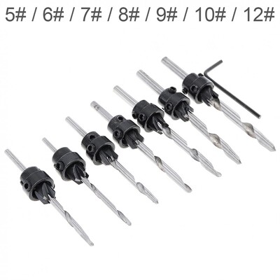 7pcs/lot HSS Wood Screw Drilling Opener Chamfer Cone Hole Dr