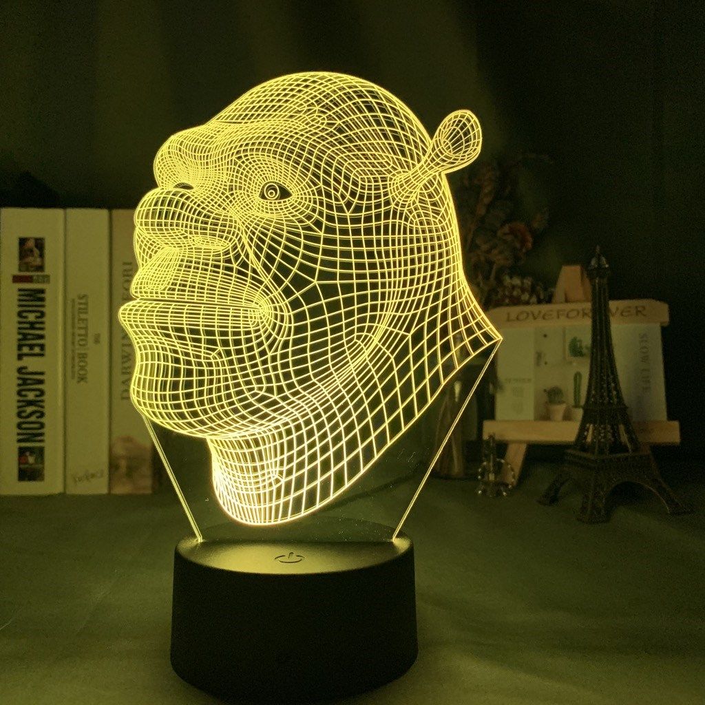 Led Night Light Shrek Head Hologram 3d Illusion Lamp for Kid