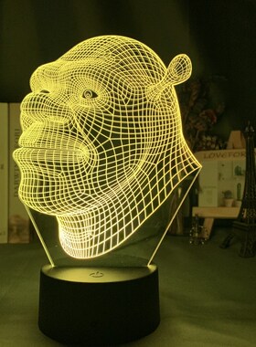 Led Night Light Shrek Head Hologram 3d Illusion Lamp for Kid