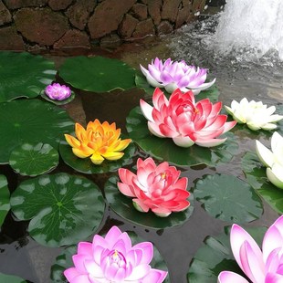 5Pcs Artificial Floating Water Lily Lotus Flower Pond Decor