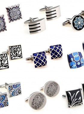 Hot Sale 9 Styles Black Blue Enamel Cufflink Cuff Link 1 Pa