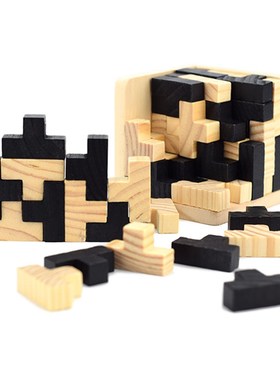 54Pcs Wooden T Shape 3D Puzzles Building Bs Luban Lock Kids
