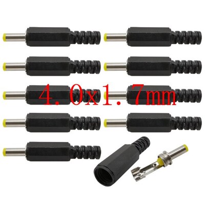 10Pcs/lot 4.0 x 1.7mm DC Power Male Straight Solder Wire Con