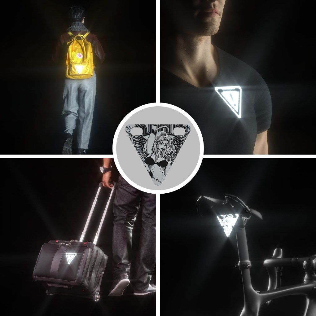 bike reflective sign metal triangular cycling reflector nigh