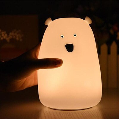 Bear LED Night Light Colorful Silicone Nursery Lamp for Kids