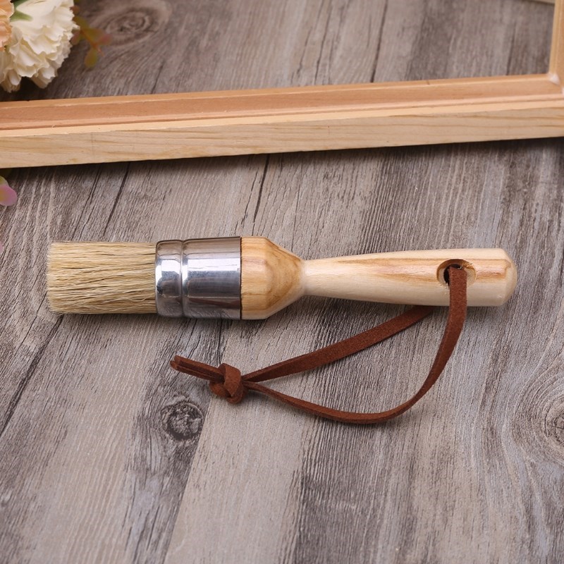 3 Pcs Round and Flat and Pointed Chalk Paint Wax Brush Wood