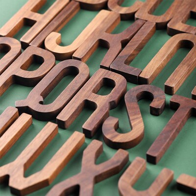 Alphabet Black Walnut Wooden Letters Baby Room Decor DIY Na