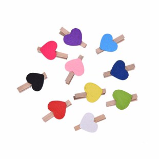50pcs Love Heart Wooden Bookmark Clip 适用于 Album Message S