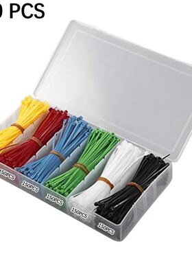 900 PCS Nylon Cable Ties Durable Self-Locking 6 Color Assort