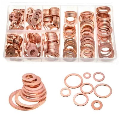 400pcs/Kit Solid Copper Crush Washers 9 Sizes Assorted Seal