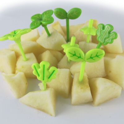 8pcs Fruit Fork Toothpick Leaves Plastic Decoration Lunch Bo