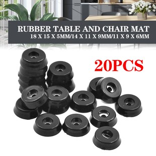 Table Chair Pads Black Tile Leg Rubber Feet 20Pcs Furniture