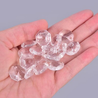 50PCS Crystal Glass Prisms Octagonal Beads 14mm Pendant Hang