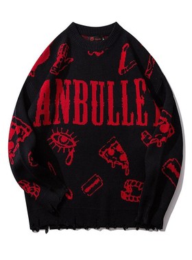 2020 Harajuku Knitted Sweaters Men Hip-Hop Letter Printed Sw