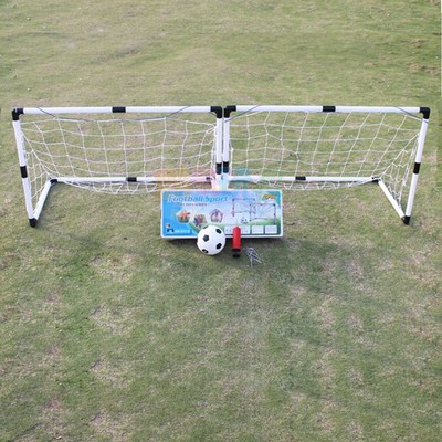 2Pcs Mini Football Soccer  Goal Folding Post Net + Pump Kids