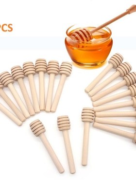 24pcs Stir Bars Long Handle Wood Honey Spoons Mixing Sticks