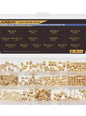 JERBOR 390 PCS M2 M3 M4 M5 Female Thread Knurled Nuts Brass