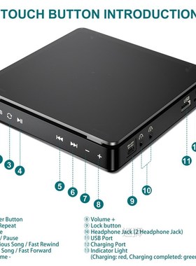 Portable CD Player Double Headphone Version Contact Button R