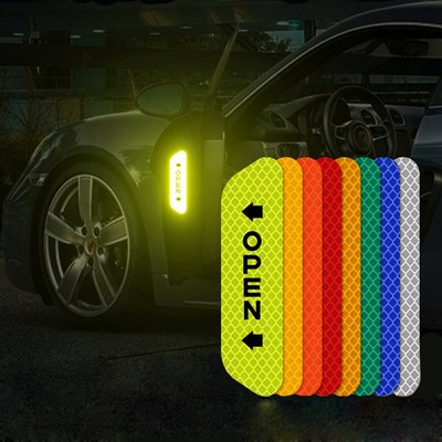 4Pcs Car Reflective Tape Warning Mark sticker Accessories Ex