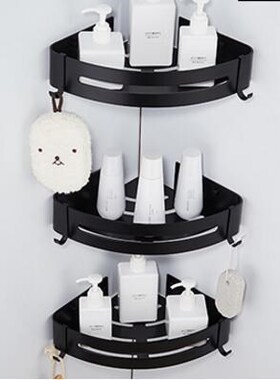 Corner Shelf Wall Mounted Black Aluminum Bathroom Soap Dish