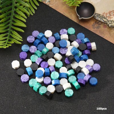 100pcs Retro Octagon Fire Painting Pills Sealing Wax Granule