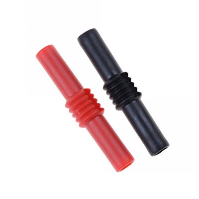 2pcs PVC Black+Red 4mm Banana Socket Female Adapter Extensio