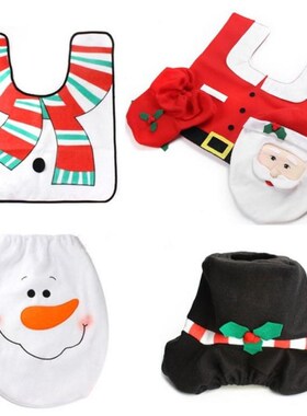 Christmas Decoration Santa Toilet Seat Cover Paper Rug Bathr
