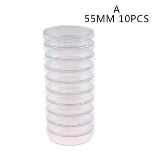 Hot 10Pcs 55mm Polystyrene Sterile Petri Dishes Bacteria Cul