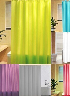 Shower Curtain Waterproof Bathroom Free Hook Ring Plain Pure