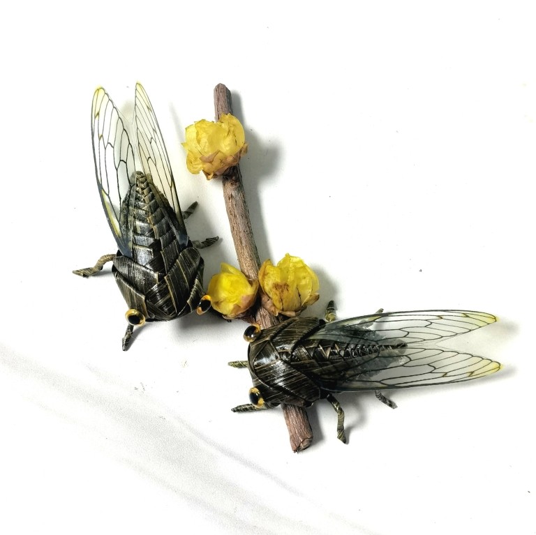 中国非遗草编昆虫知了仿真知了棕编特色手工艺品居家摆件场景装饰