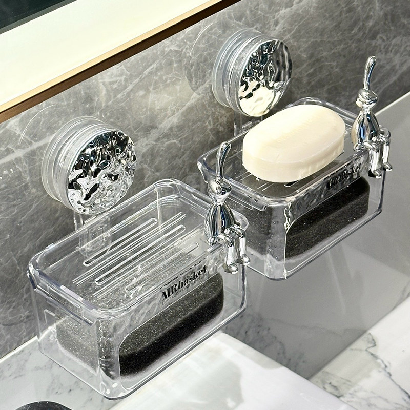 吸盘双层肥皂盒壁挂式
