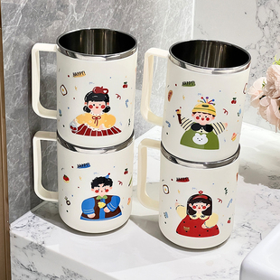 一家三口漱口杯不锈钢儿童刷牙杯亲子洗漱杯情侣牙刷杯牙缸高颜值