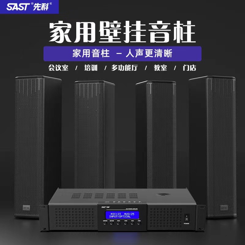先科室外防水音柱户外壁挂式音箱校园广播背景音乐音响功放套装