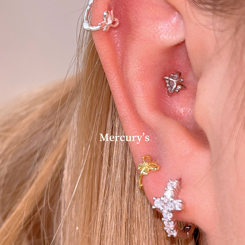 Mercurys精致迷你蝴蝶结耳骨环边缘耳洞耳圈925纯银免摘耳扣小巧,饰品/流行首饰/时尚饰品新,耳环,淘宝优惠券,粉丝福利购,淘宝优惠卷