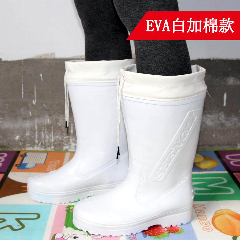 두꺼운 흰색 EVA 폼 워터 부츠 식품 공장 작업 신발 면화 장화 남성과 여성 방수 신발 면화 장화 무료 배송