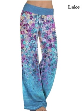Loose Wide Leg Yoga Track Pants 时尚印花宽松阔腿瑜伽运动长裤