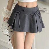 waist lace skirt bow Low and with tie 蝴蝶结绑带低腰A字短裙
