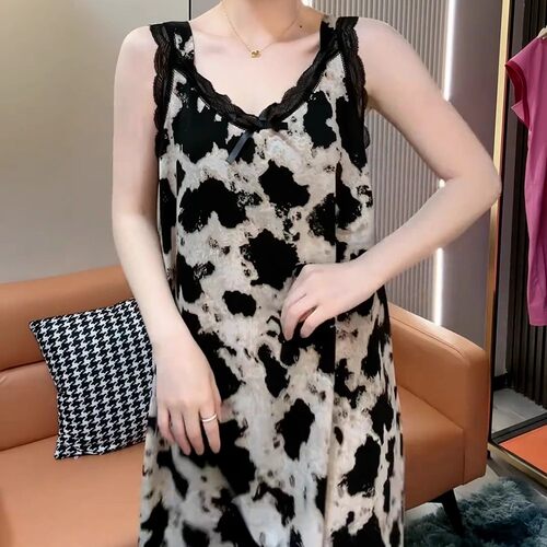 2026年新款蕾丝宽松薄款吊带睡裙女夏胖mm加肥加大码冰丝家居服