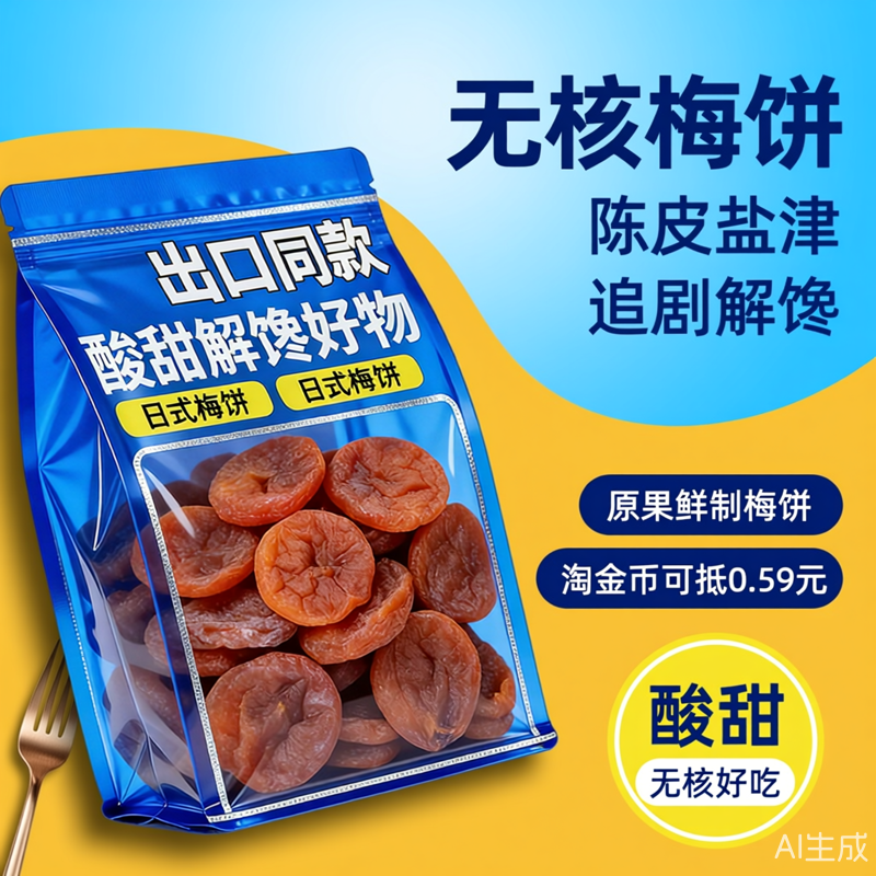 女生挚爱无核梅饼陈皮盐津 追剧解馋办公零食 村子口日式话梅原味