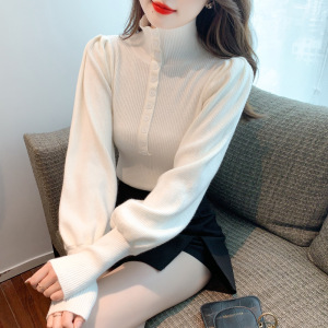 Half turtleneck lantern sleeve sweater女打底半高领灯笼袖毛衣