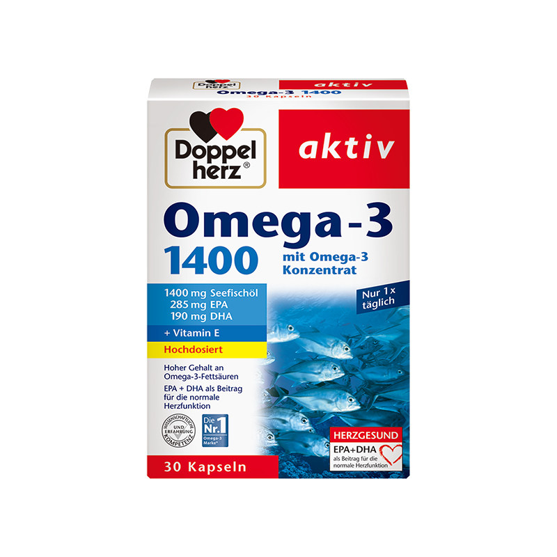 Doppelherz双心Omega-31400mg胶囊30粒（27年8-9月）清仓特价
