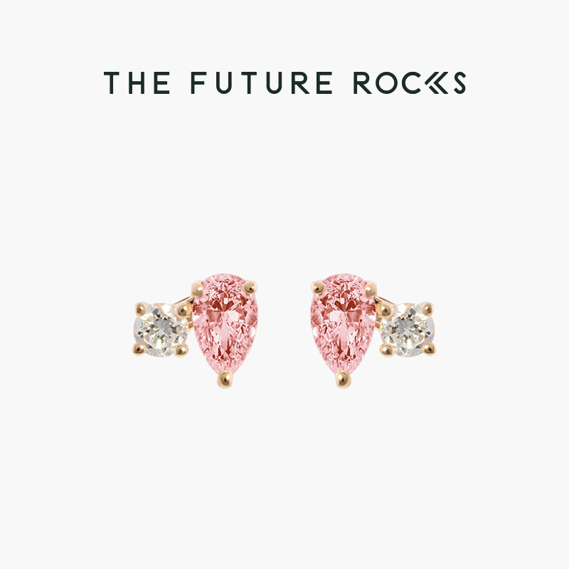 TheFutureRocks 元素系列梨形培育粉钻耳钉新款女士耳环