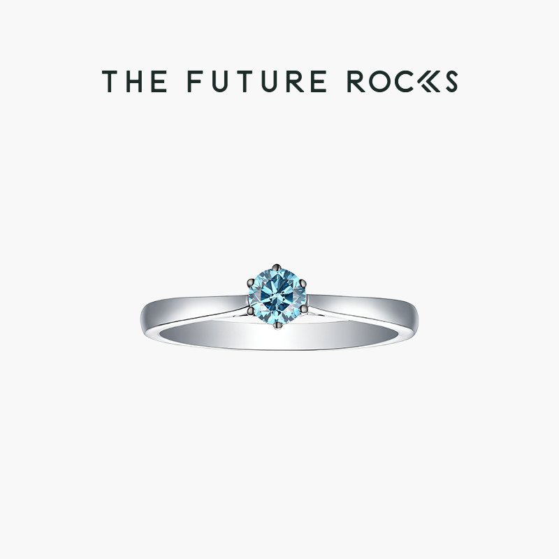 SMILING ROCKS蔚蓝星系列心动一瞬戒指定制14K金培育钻石指戒