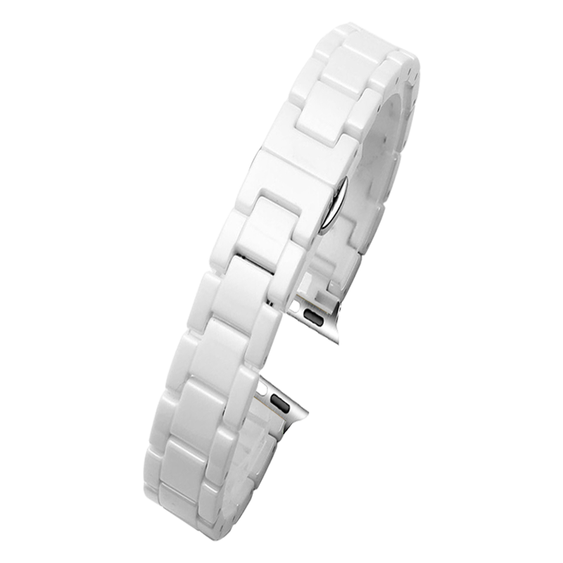 适用applewatchs10表带女苹果手表表带iwatchs10/9/8/se/Ultra金属42/46mm白色陶瓷链式新款男夏天女高级细款