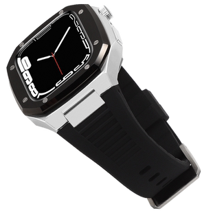 适用苹果手表表带AppleWatch7手表带iWatch表带金属6代不锈钢钢带SE金属表壳一体保护套壳改装AP橡树S7腕带45