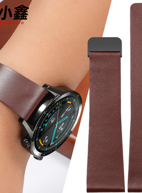 超薄真皮表带男牛皮手表带纤薄表链女士款代用华为手环B3/B6B5B7棕色表带GT2/GT4手表watch3 Pro腕带 moto360