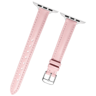 粉红色手表带真皮女士适用iwatch9表带apple watch10/9/8/7/6代苹果手表se5皮质42/41/45mm鳄鱼纹女细款s9 s8