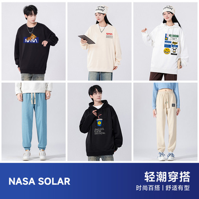 2025秋季款圆领男女款卫衣美式印花宽松重磅韩版情侣长袖上衣M4